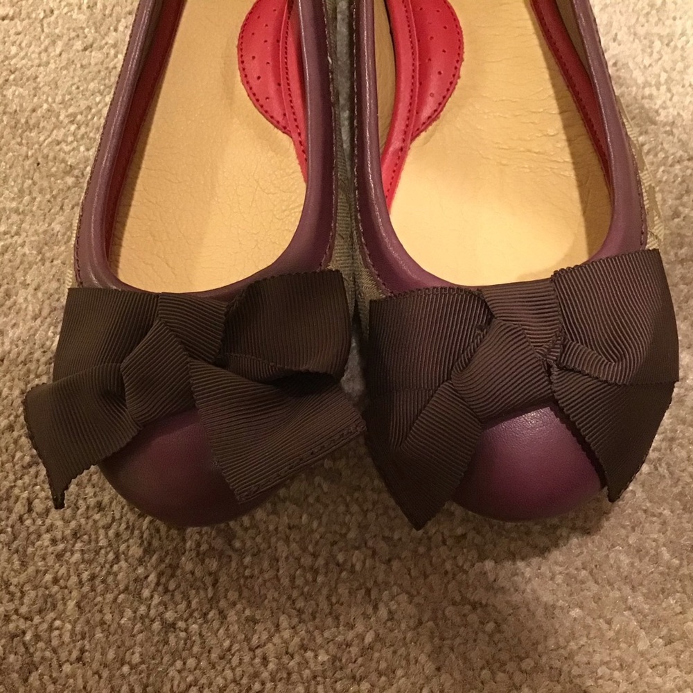 Coach Signature Logo Canvas Ballet Flats with Bow - Picture 4 of 10